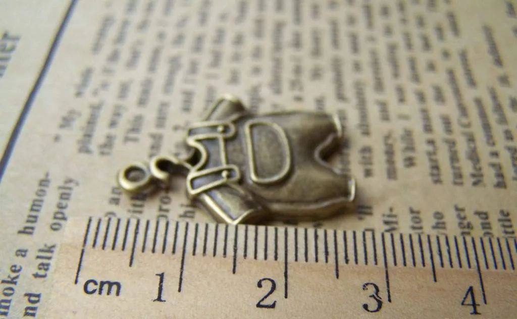 10 pcs Antique Bronze Baby Overall Pants Trousers Charms 19x24mm A1914