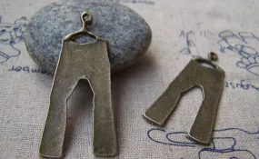 10 pcs of Antique Bronze Pants Trousers Charms Pendants 18x40mm A1905