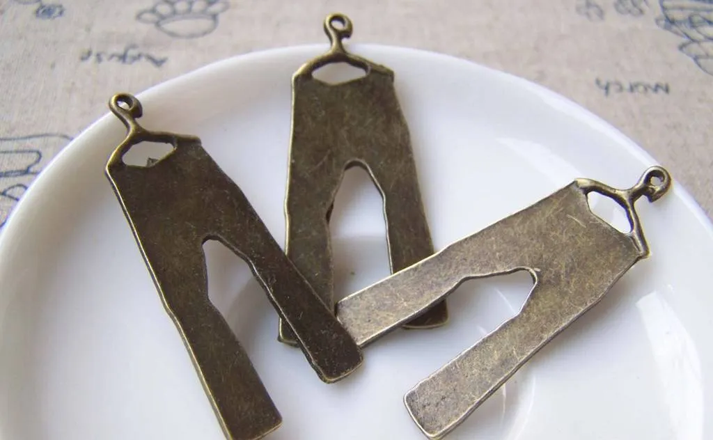 10 pcs of Antique Bronze Pants Trousers Charms Pendants 18x40mm A1905