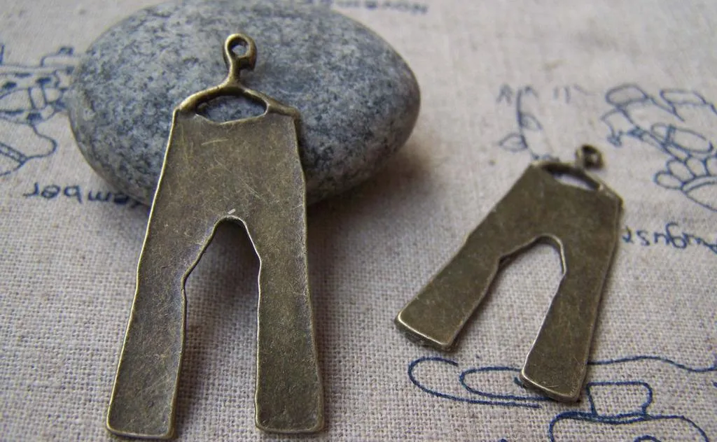 10 pcs of Antique Bronze Pants Trousers Charms Pendants 18x40mm A1905