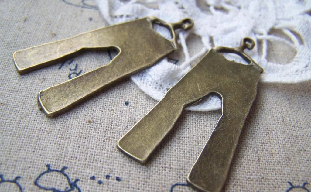 10 pcs of Antique Bronze Pants Trousers Charms Pendants 18x40mm A1905
