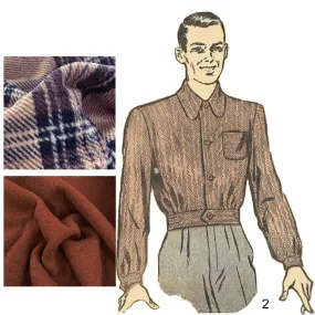 1940's Sewing Pattern: Men's Sports Coat & Battle Jacket  - Chest 42” (107cm)