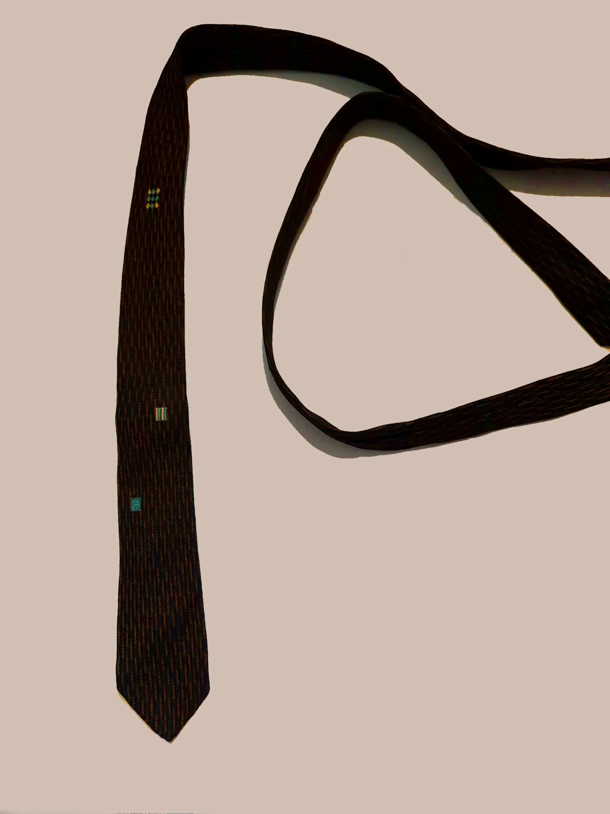 1960s Skinny Tie - Black and Bronze
