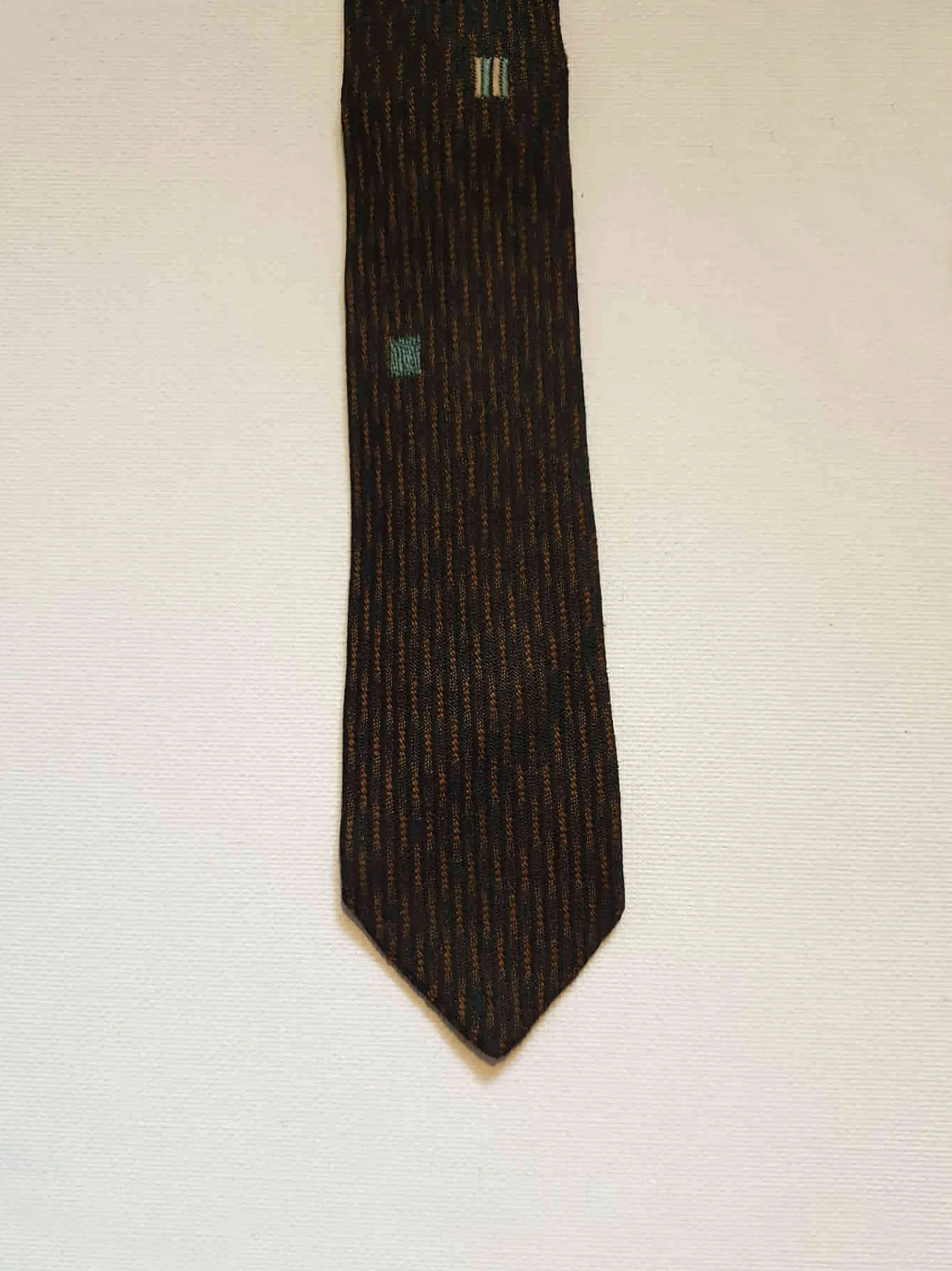 1960s Skinny Tie - Black and Bronze