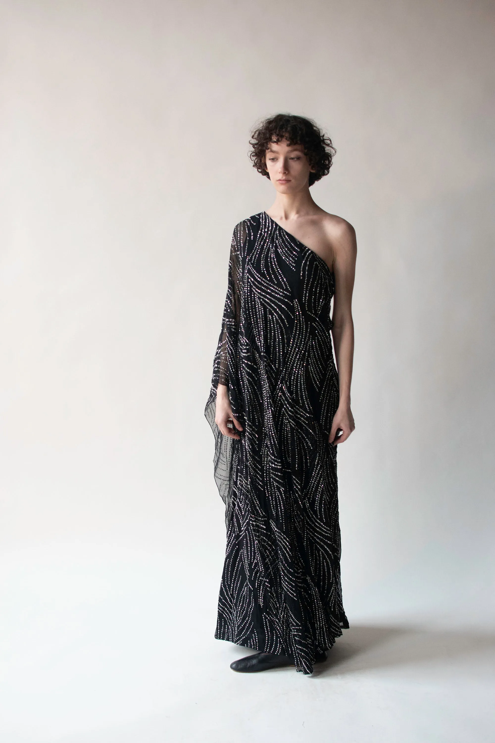1970s Chiffon Glitter Dress | Helga