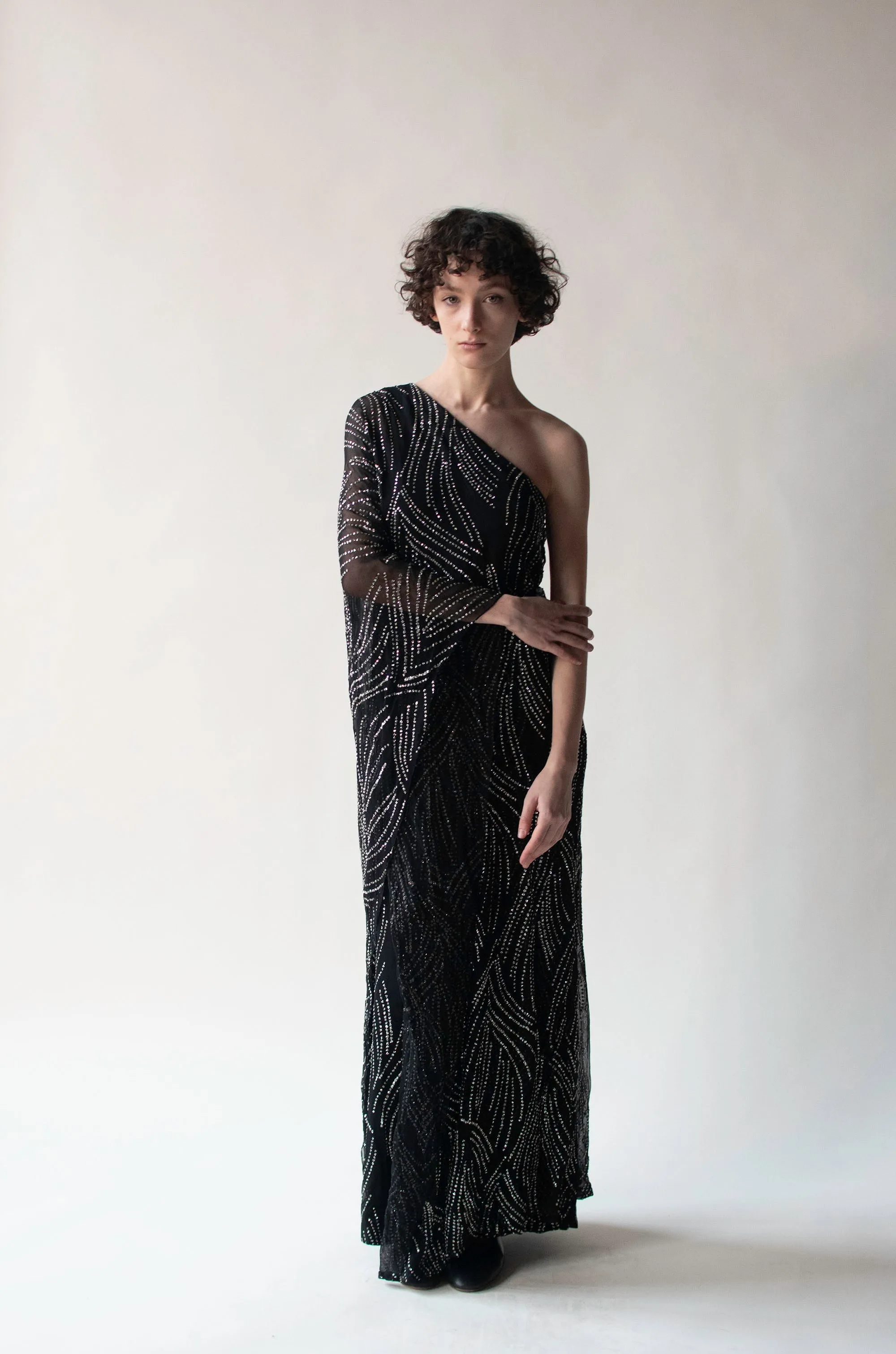 1970s Chiffon Glitter Dress | Helga