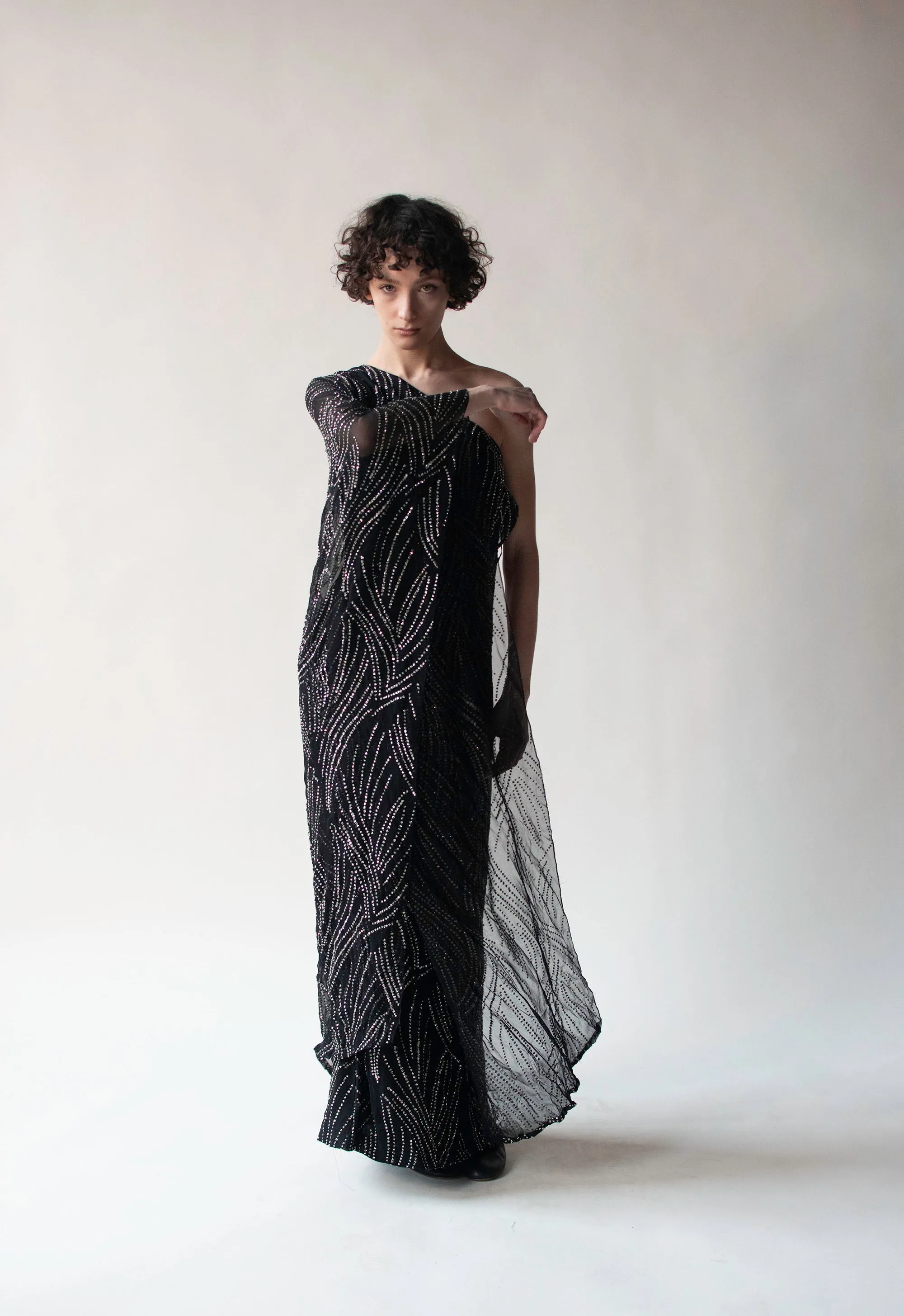 1970s Chiffon Glitter Dress | Helga