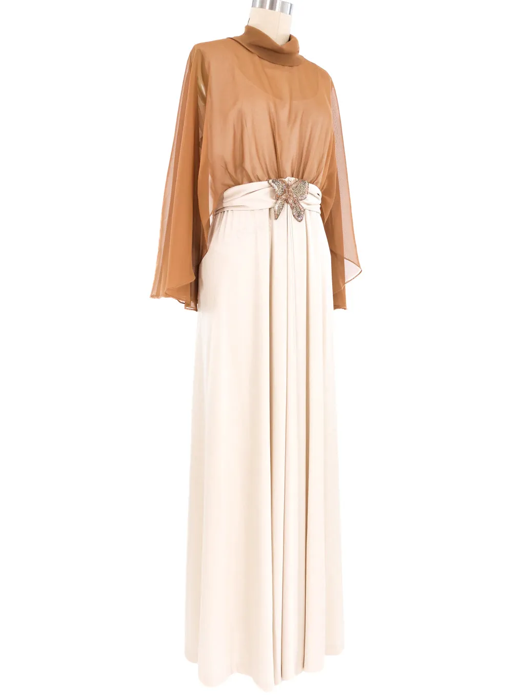 1970s Draped Chiffon Gown