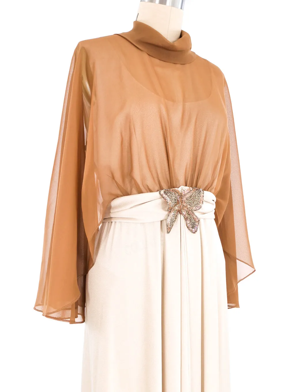 1970s Draped Chiffon Gown