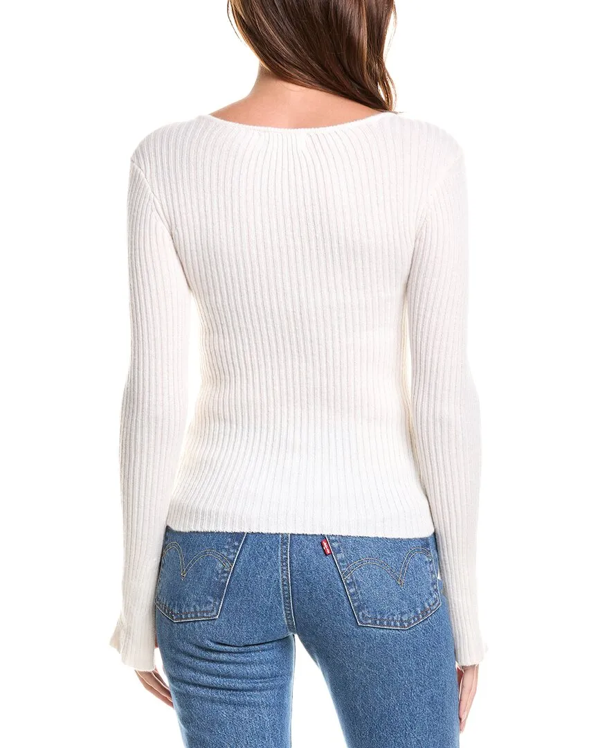 27 Miles Malibu Fitted Sweetheart Cashmere-Blend Sweater