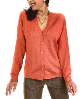 70s/80s vintage coral pink cardigan, pretty buttons