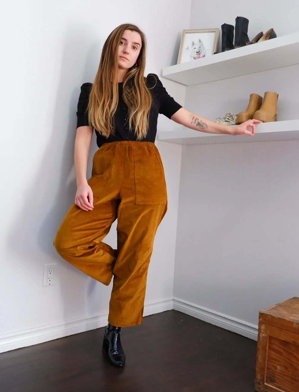 A Bronze Age Two-Toned Gold & Bronze Corduroy Pants - S