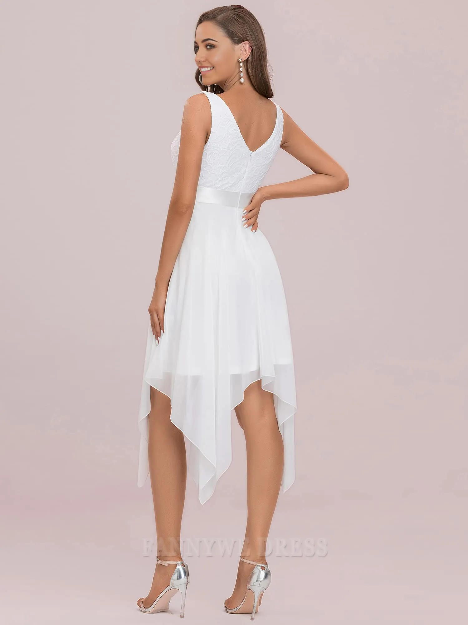 A Line Chiffon Vintage V Neck Lace formal dresses Bridesmaid Dresses evening gown Prom Dress