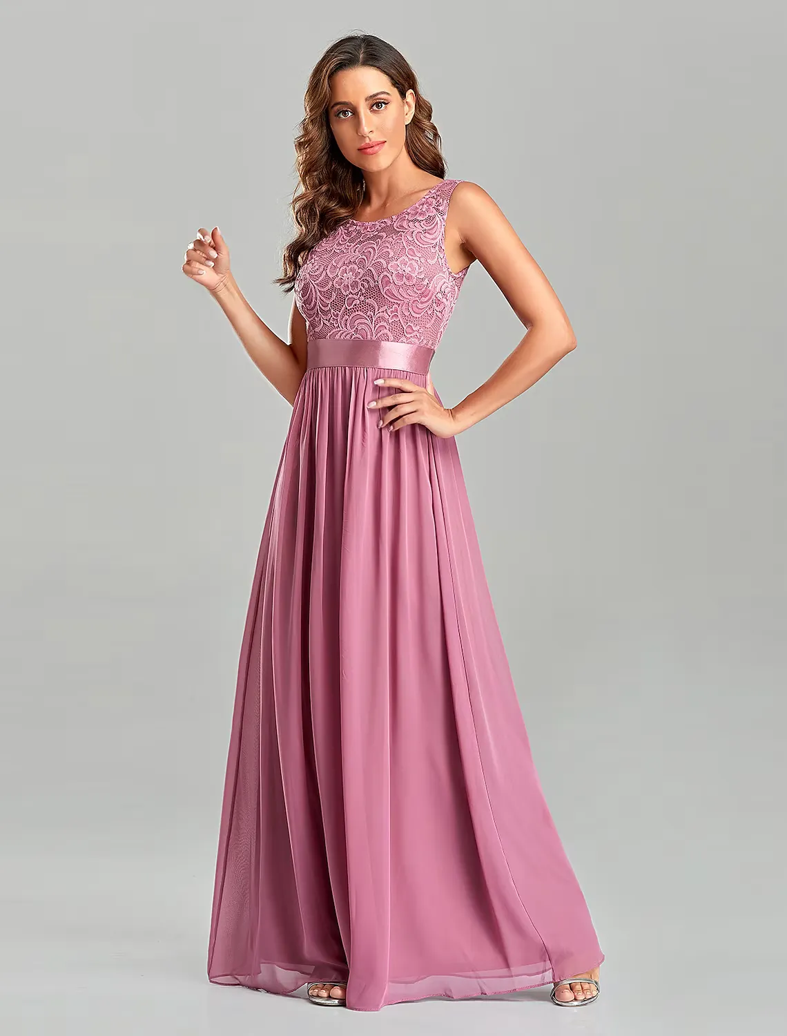 A-Line Evening Gown Dress Party Wear Floor Length Short Sleeve Jewel Neck Chiffon with Embroidery
