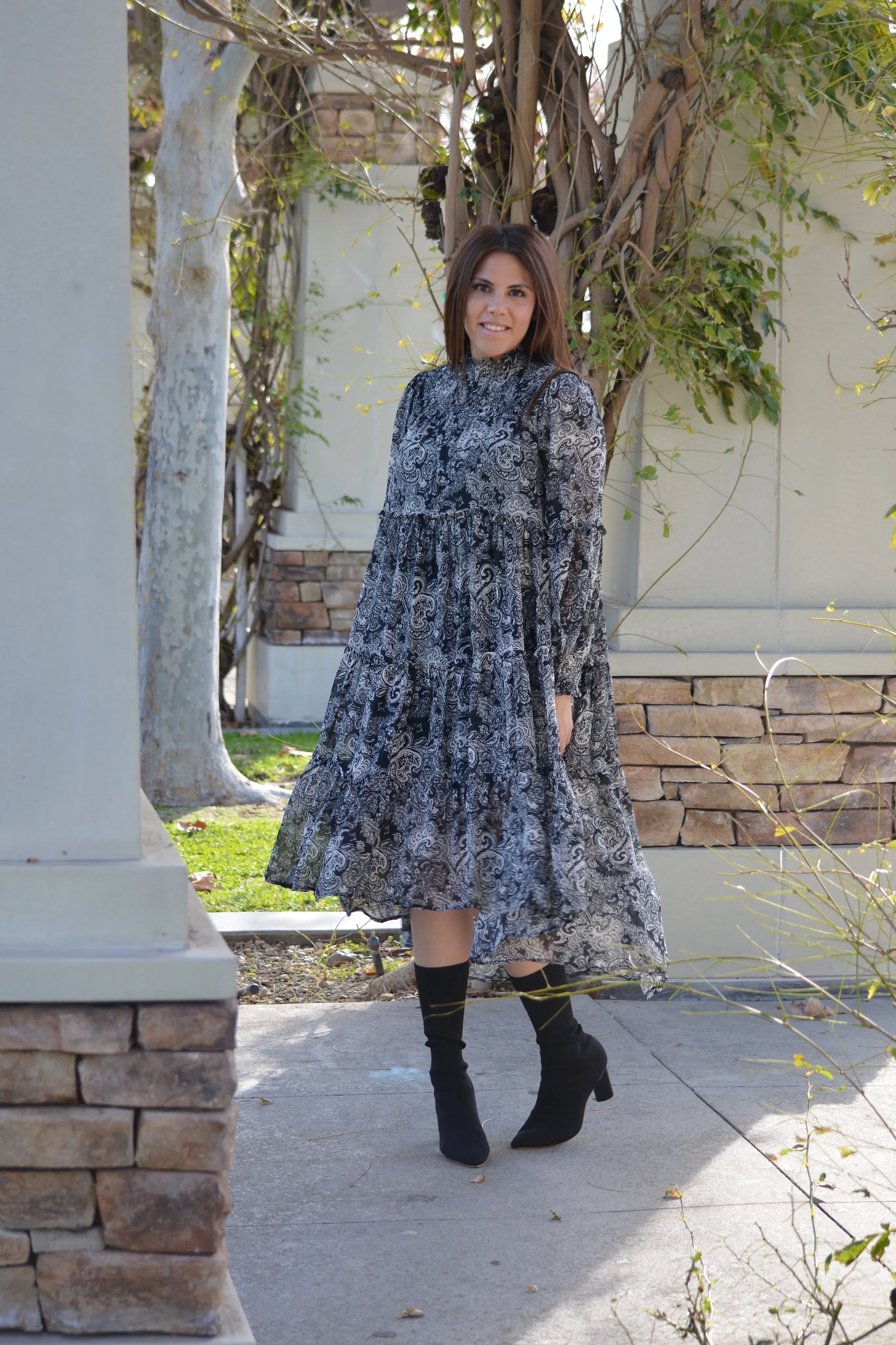 Abby Paisley Midi Dress