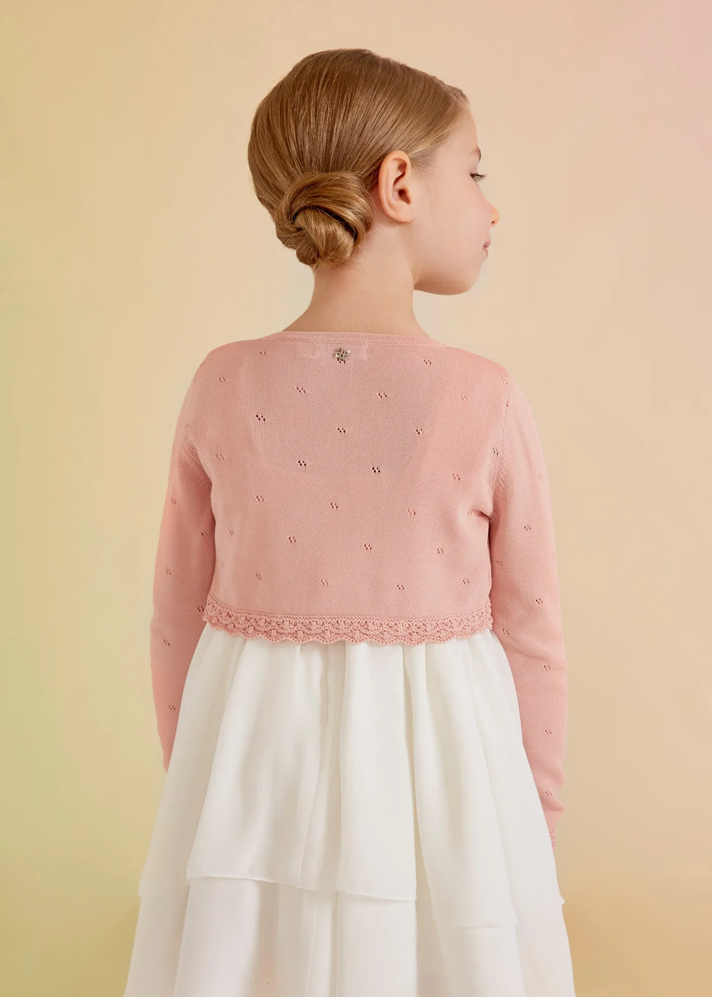 Abel & Lula Fancy Knit Bolero Cardigan _Pink 5351-032