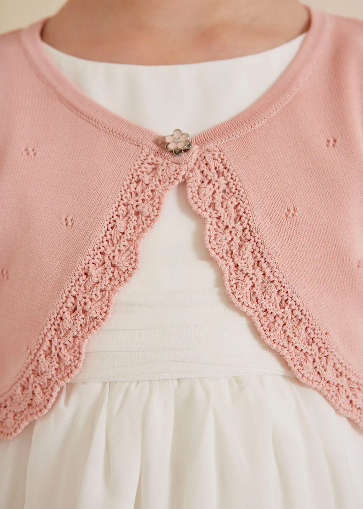 Abel & Lula Fancy Knit Bolero Cardigan _Pink 5351-032