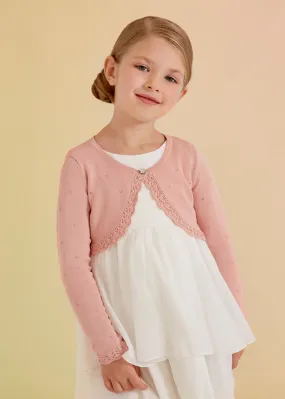 Abel & Lula Fancy Knit Bolero Cardigan _Pink 5351-032
