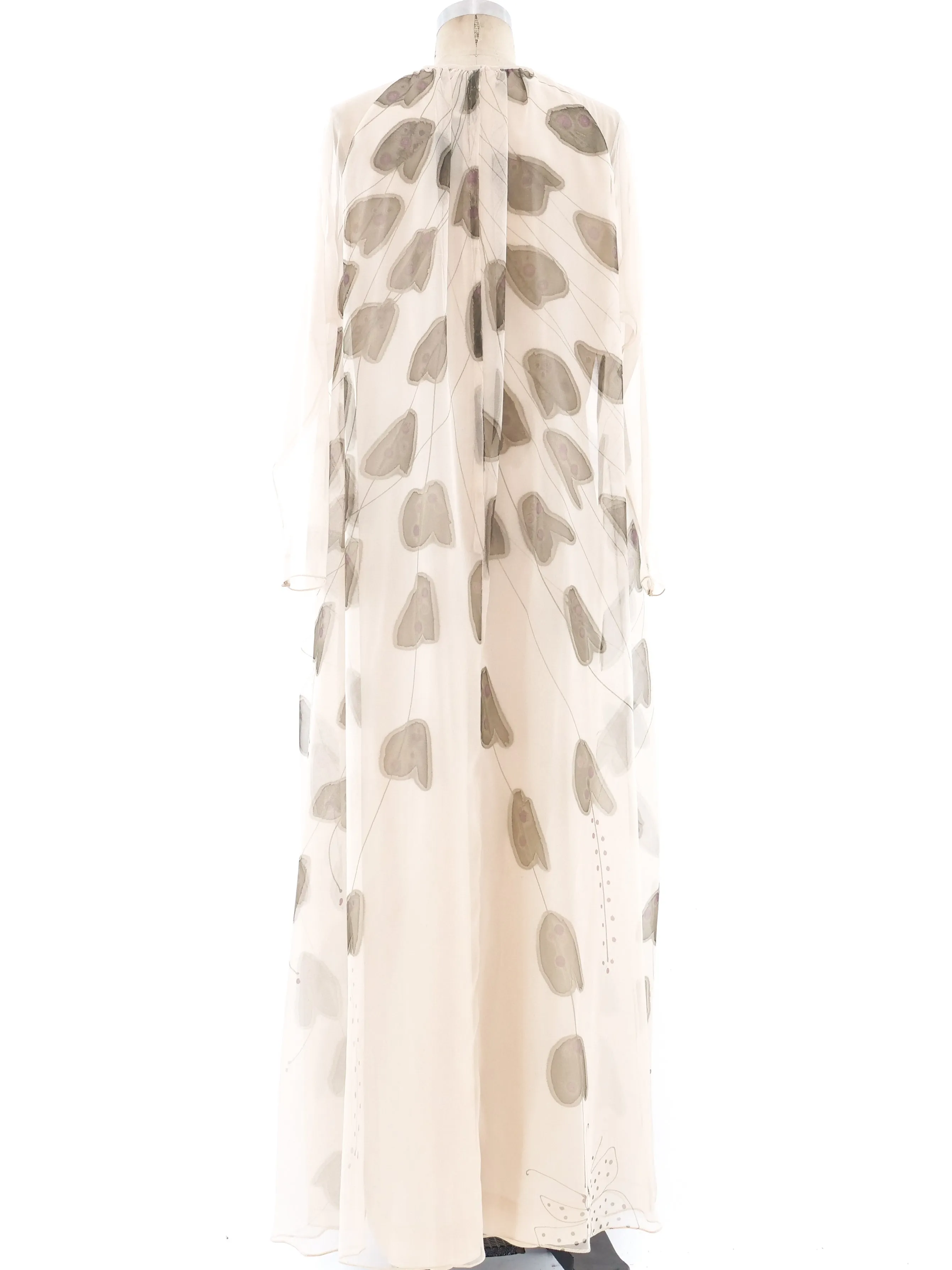 Abstracted Floral Ivory Chiffon Gown