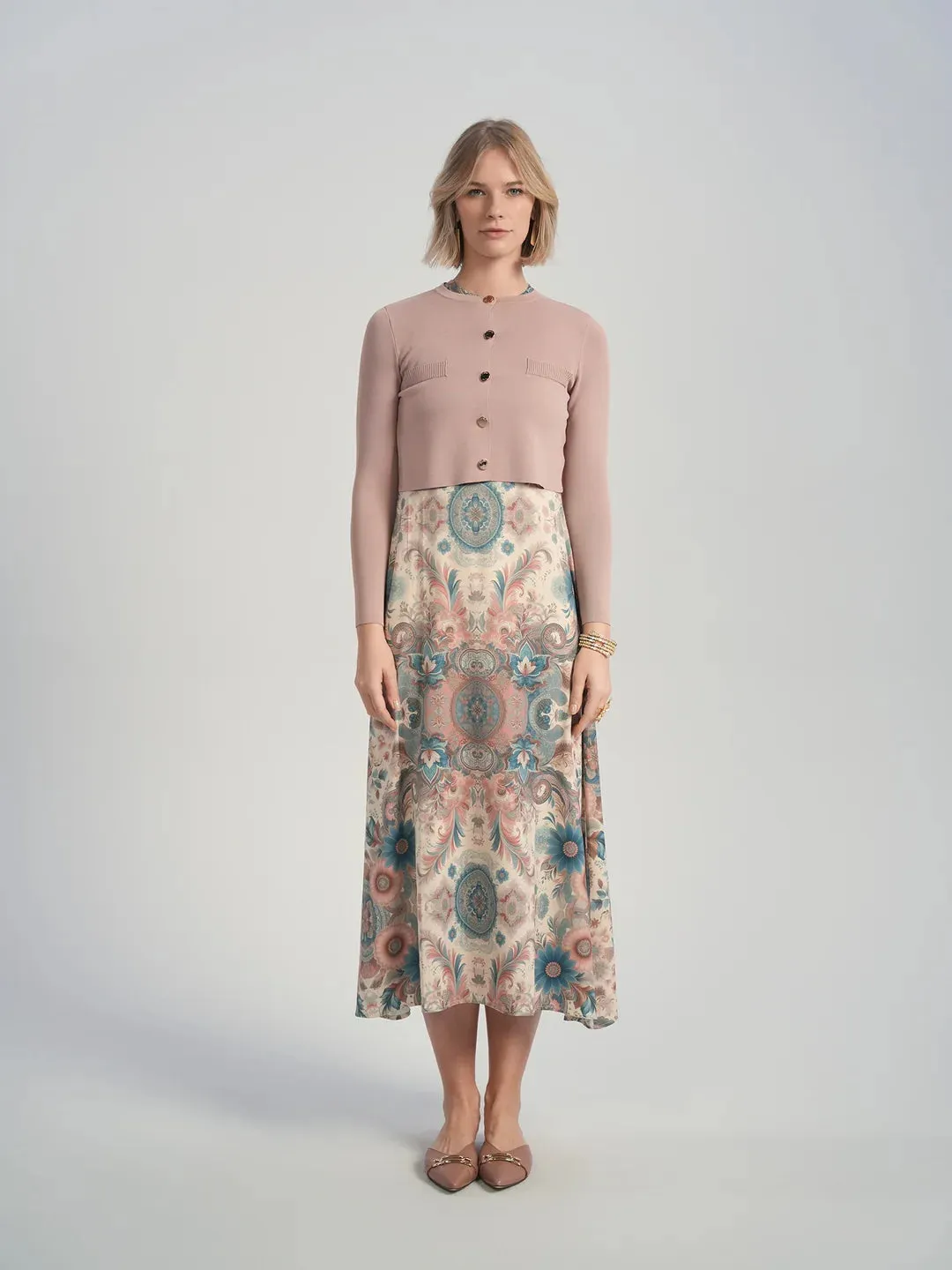 ALZ-T598 DUSTY PINK CROPPED CARDIGAN