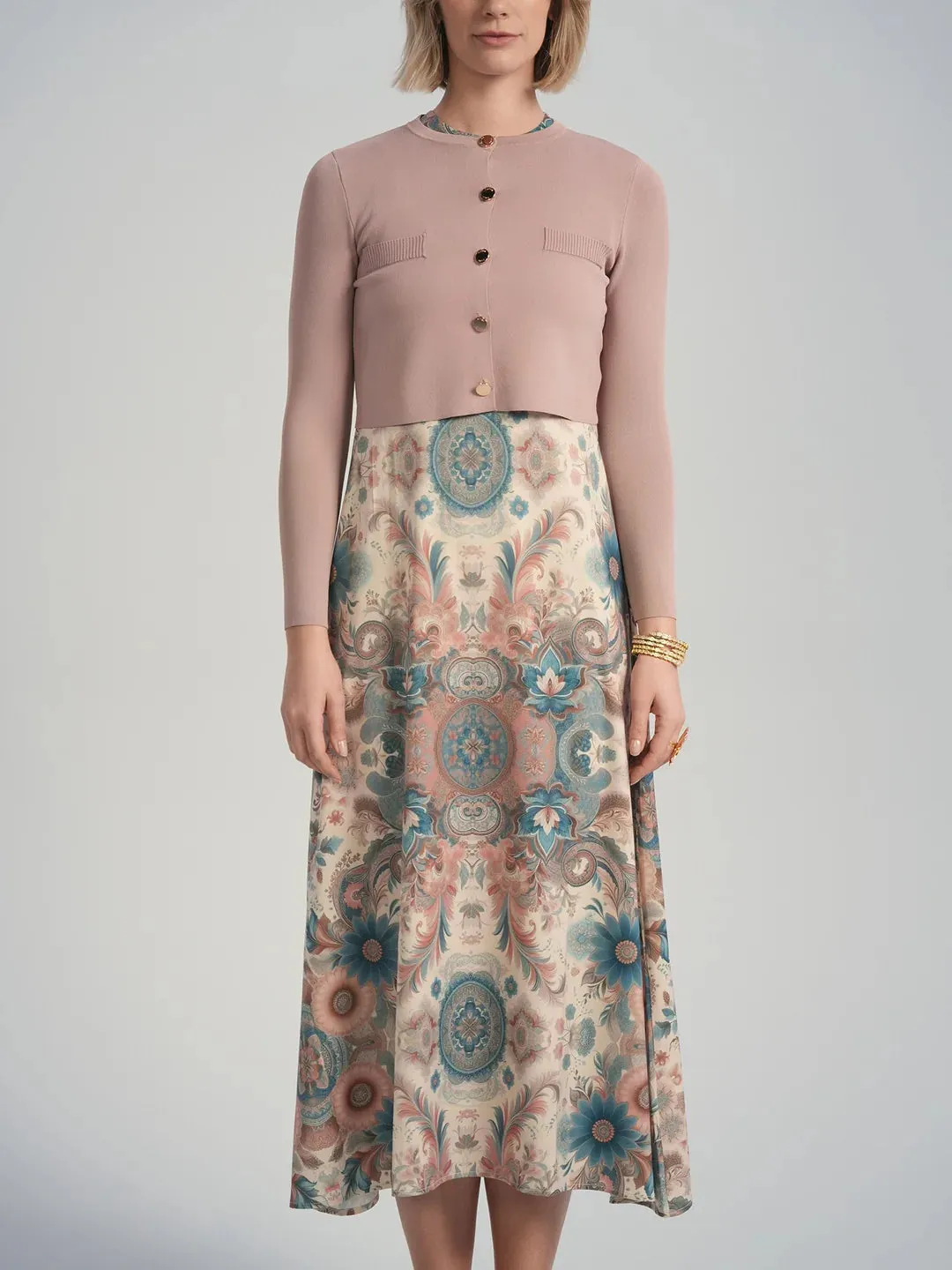 ALZ-T598 DUSTY PINK CROPPED CARDIGAN