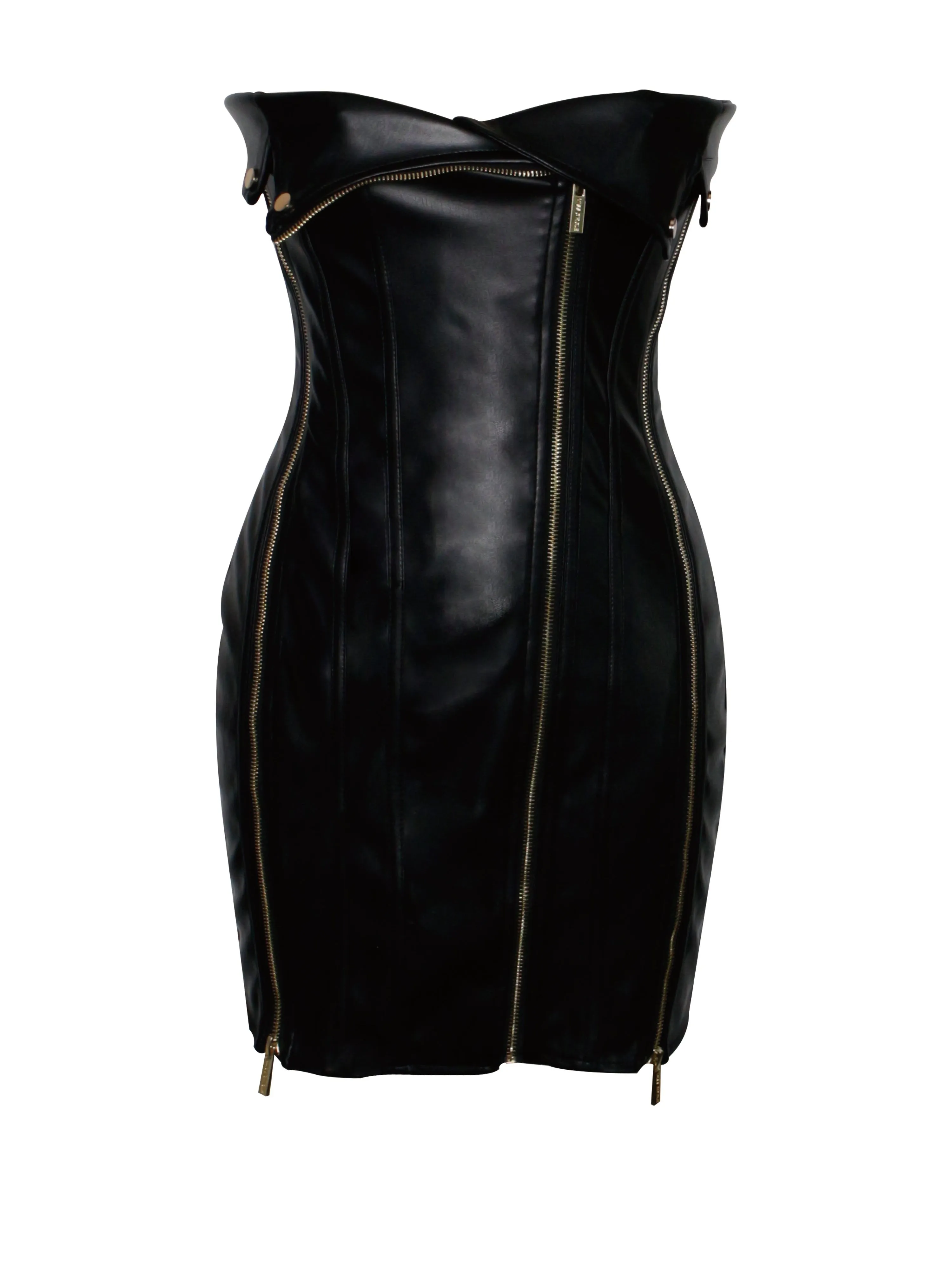Annora Black Leather Mini Dress
