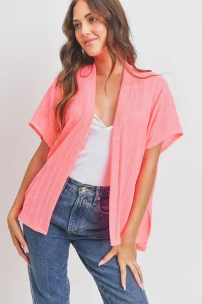 Ava Dolman Sleeve Knit Cardigan-Neon Pink