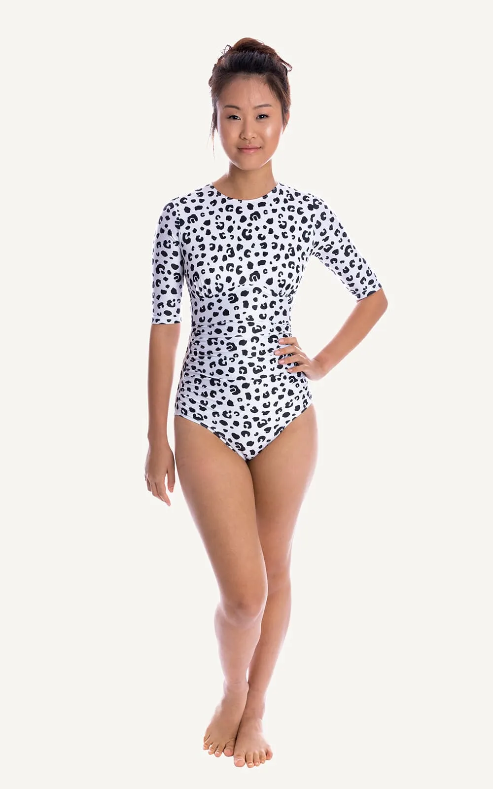 Ava Half Sleeve One Piece Swimsuit | Leopard