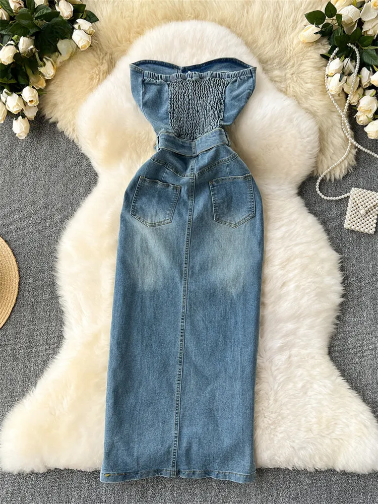 Avery – Sleeveless Denim Bodycon Dress