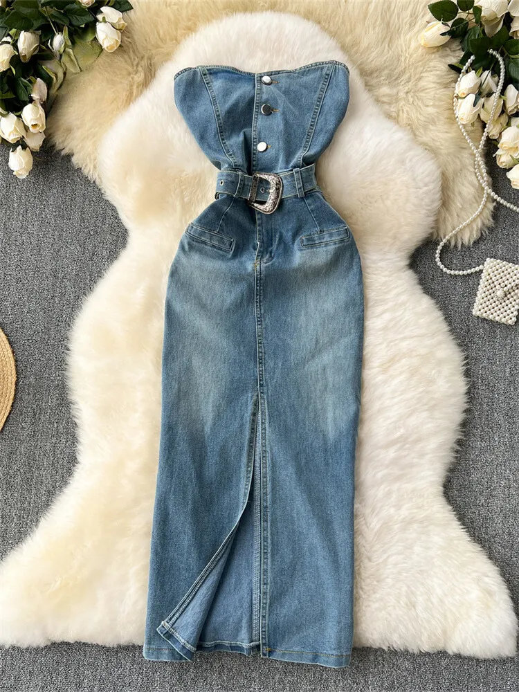 Avery – Sleeveless Denim Bodycon Dress