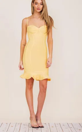 Bandage bodycon short dress w/ ruffle detail