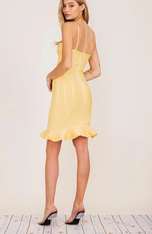 Bandage bodycon short dress w/ ruffle detail