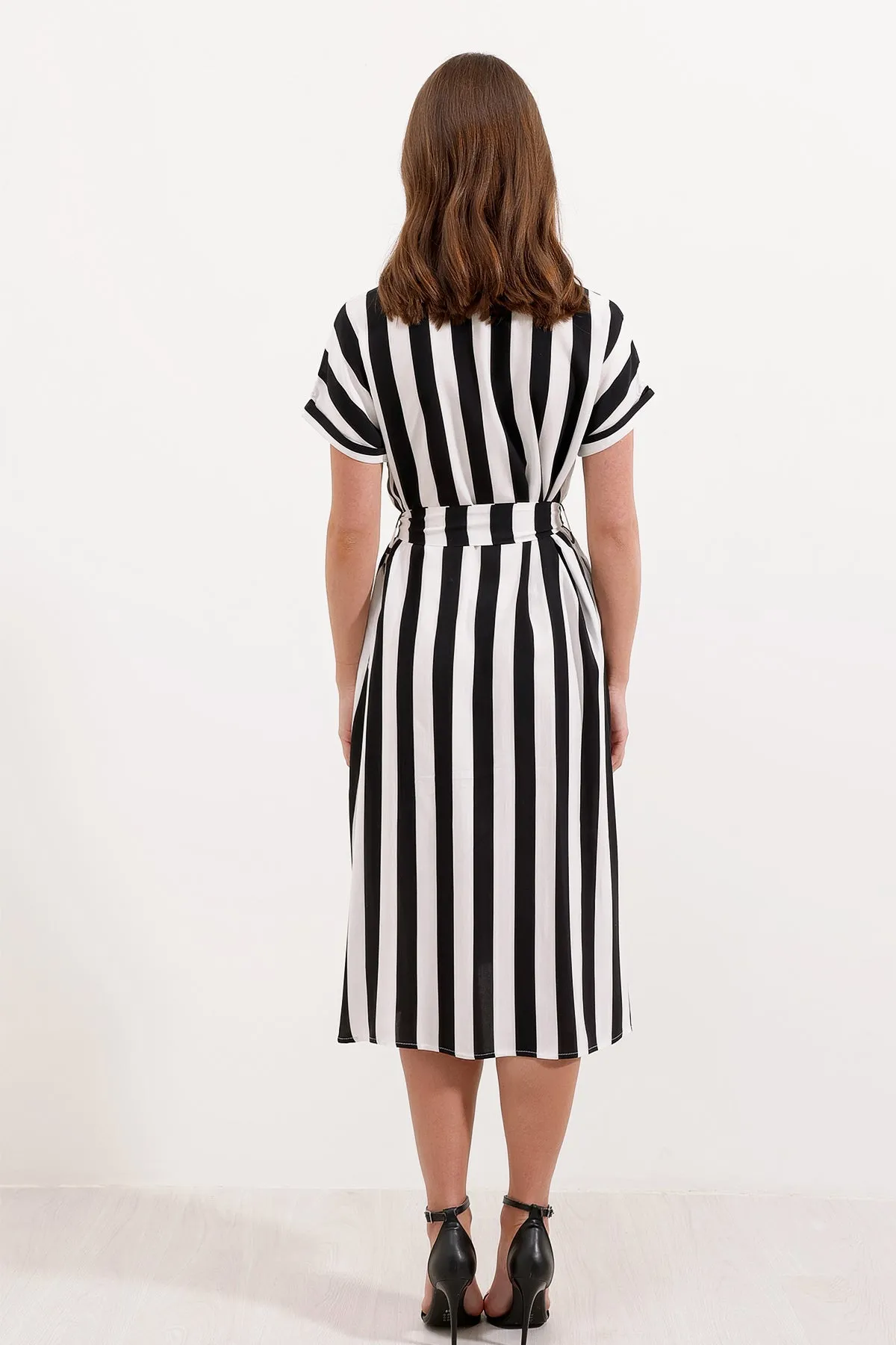 BGD Women Striped Shirt Dress - Black - Avondale