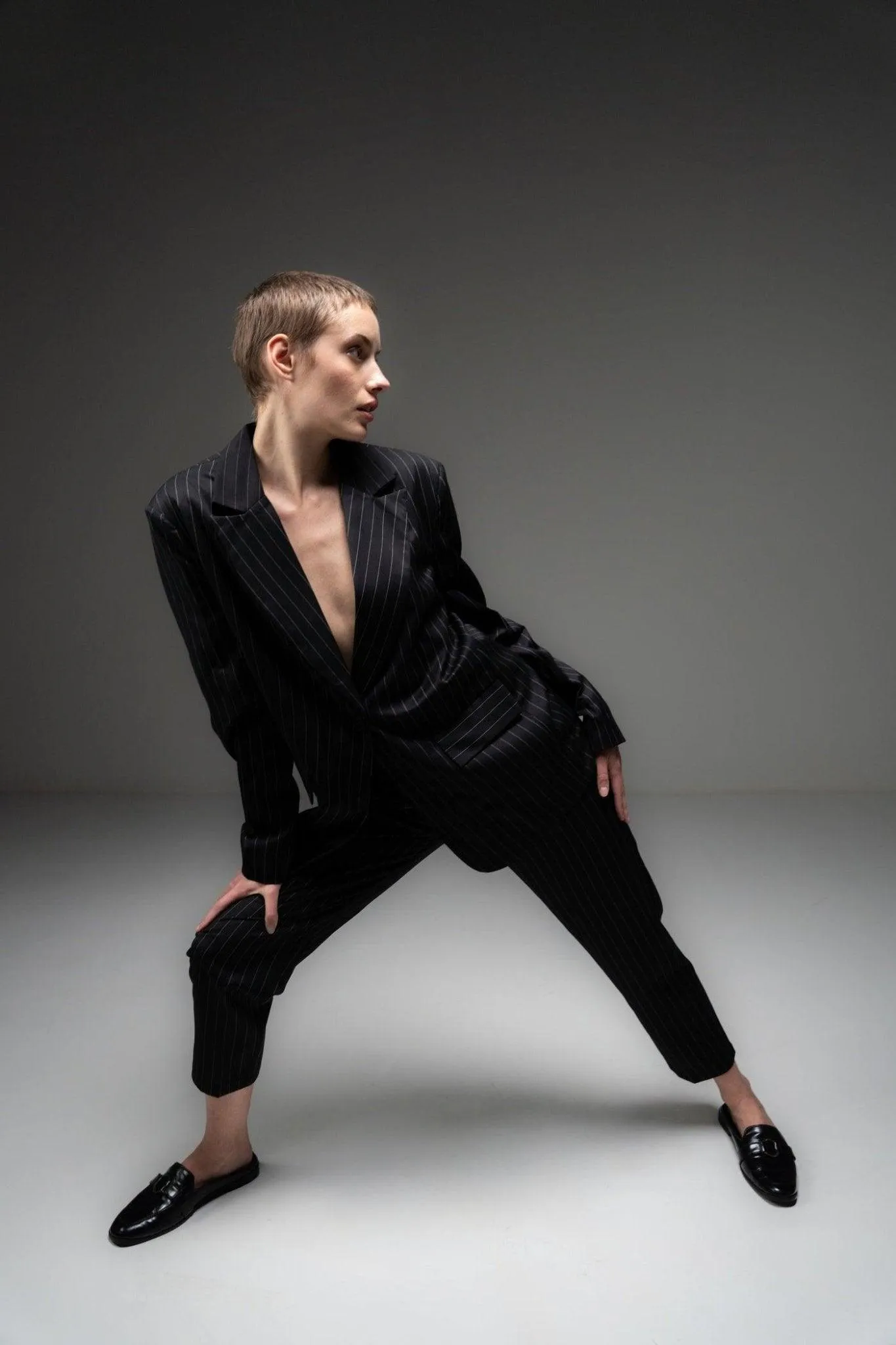 BLACK PINSTRIPE TROUSER