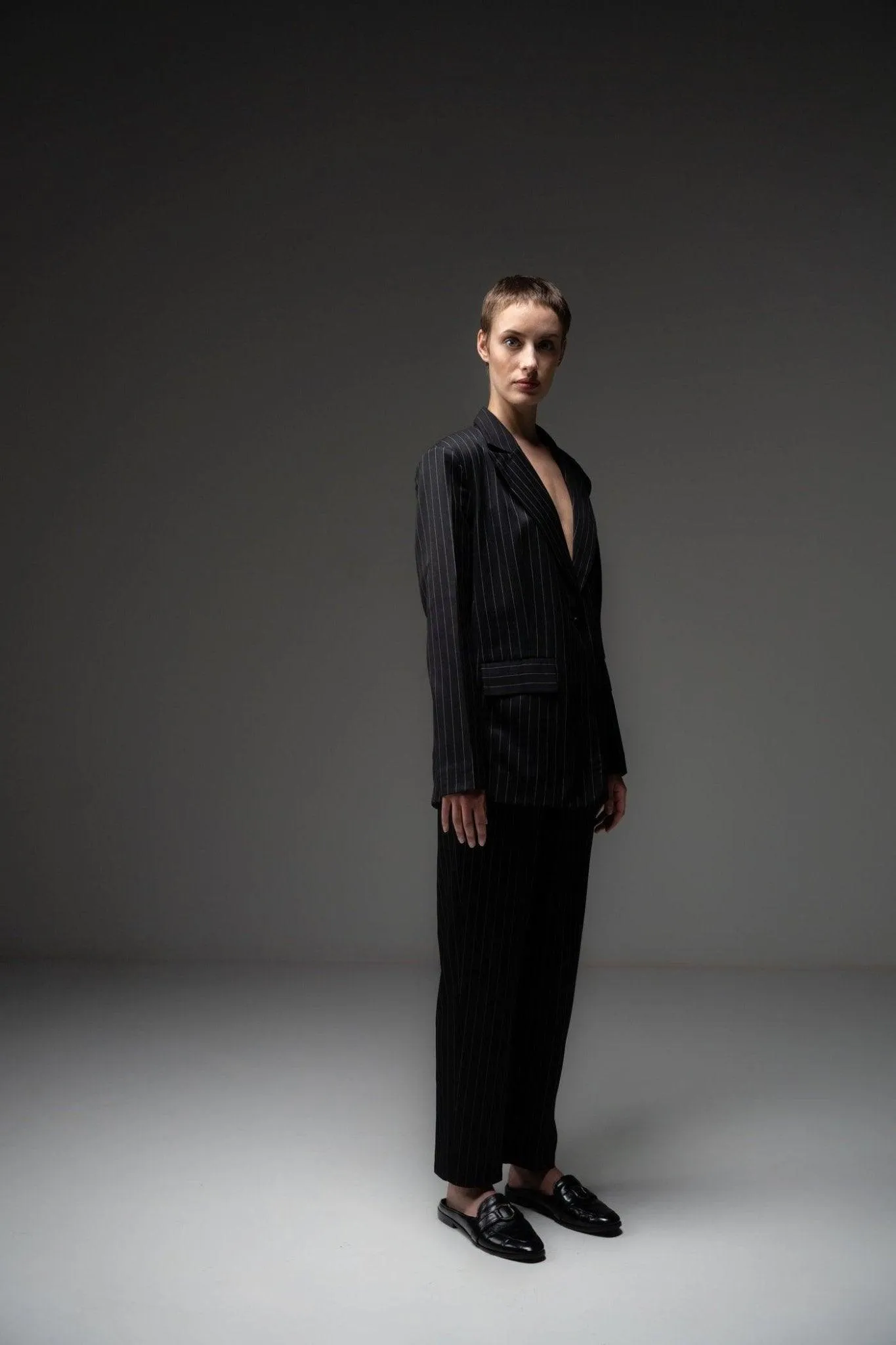 BLACK PINSTRIPE TROUSER