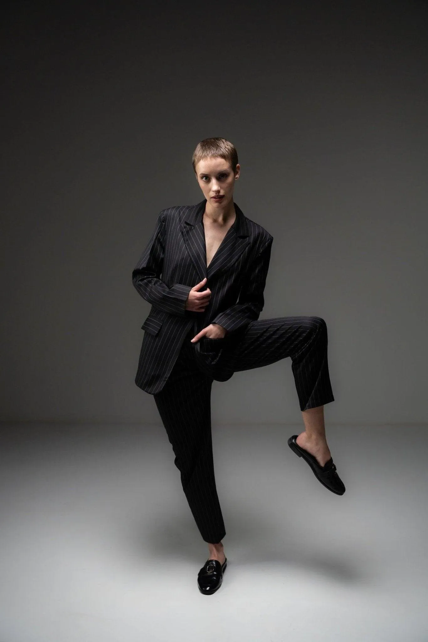 BLACK PINSTRIPE TROUSER