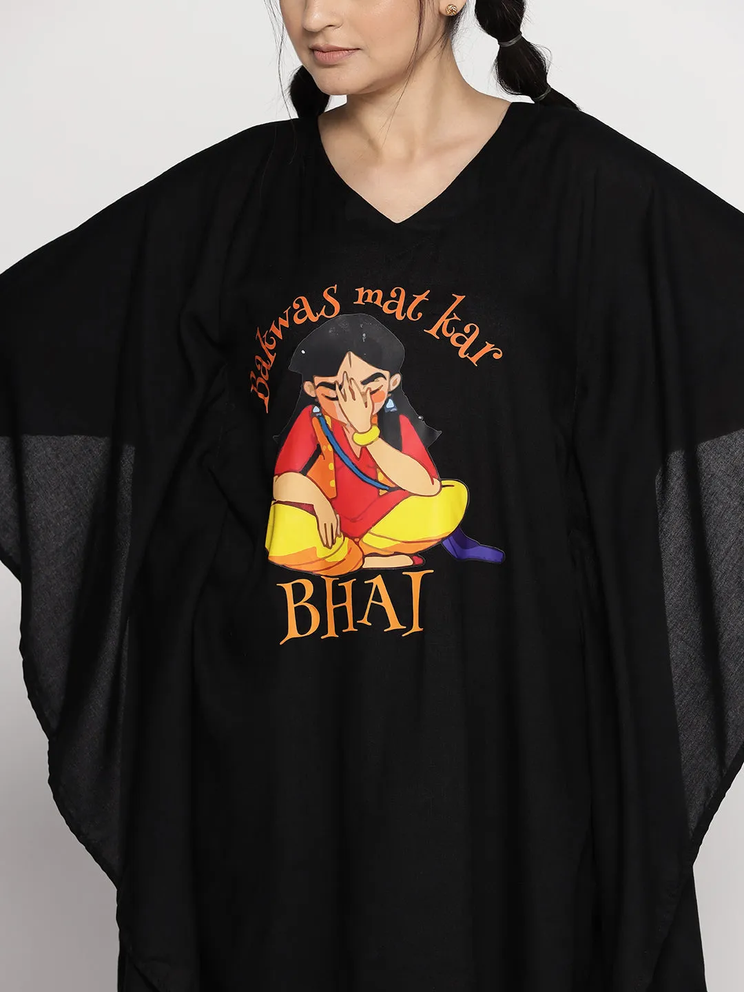 Black Rayon Kaftan - Bakwas mat kar