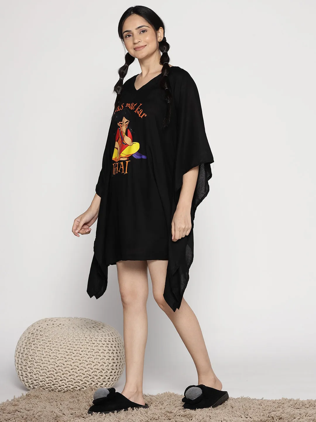 Black Rayon Kaftan - Bakwas mat kar