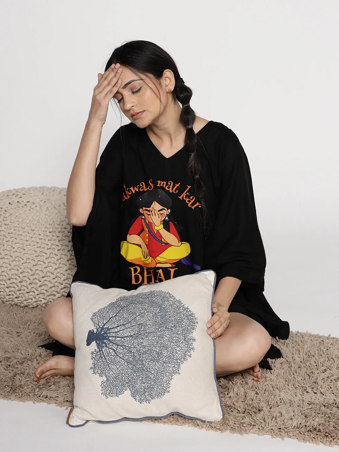 Black Rayon Kaftan - Bakwas mat kar