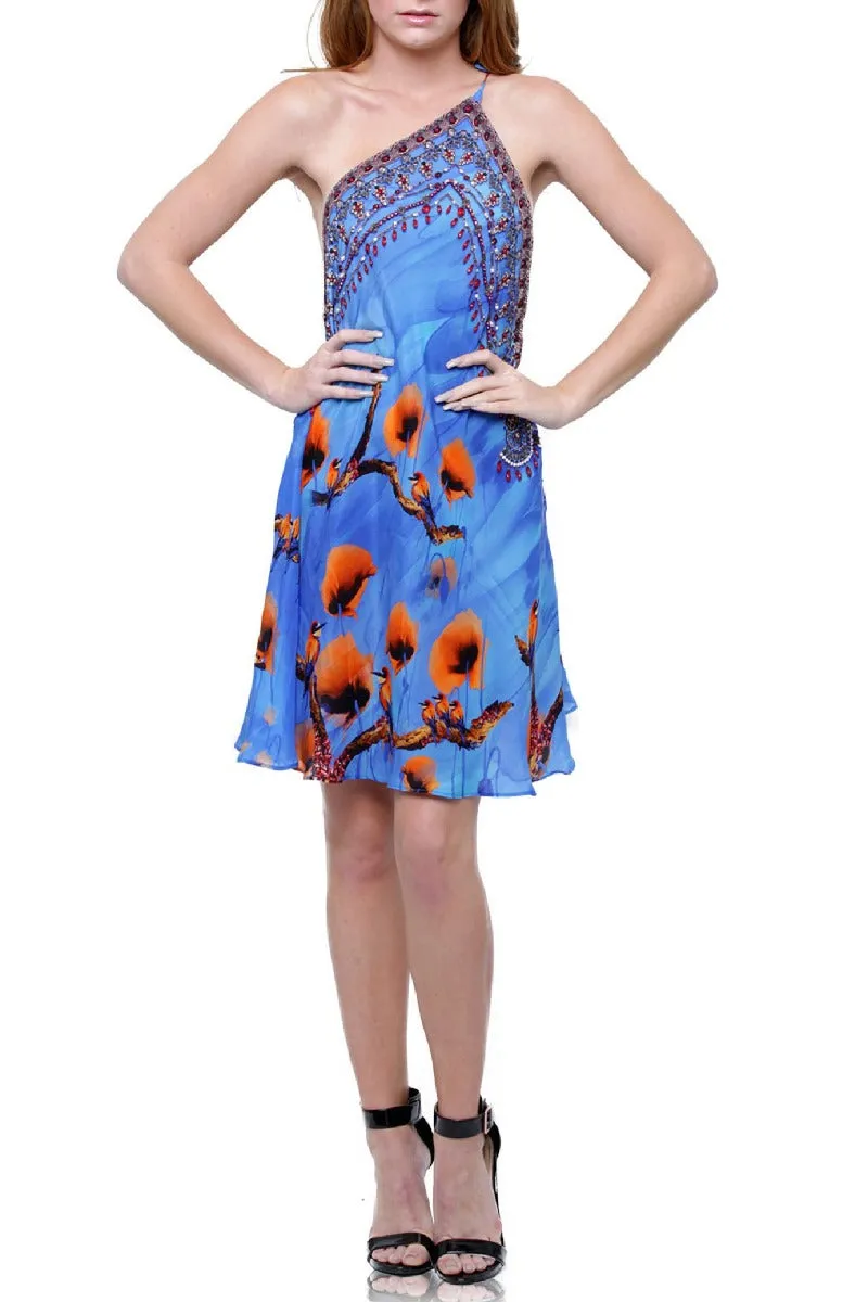 Blue Backless Mini Dress