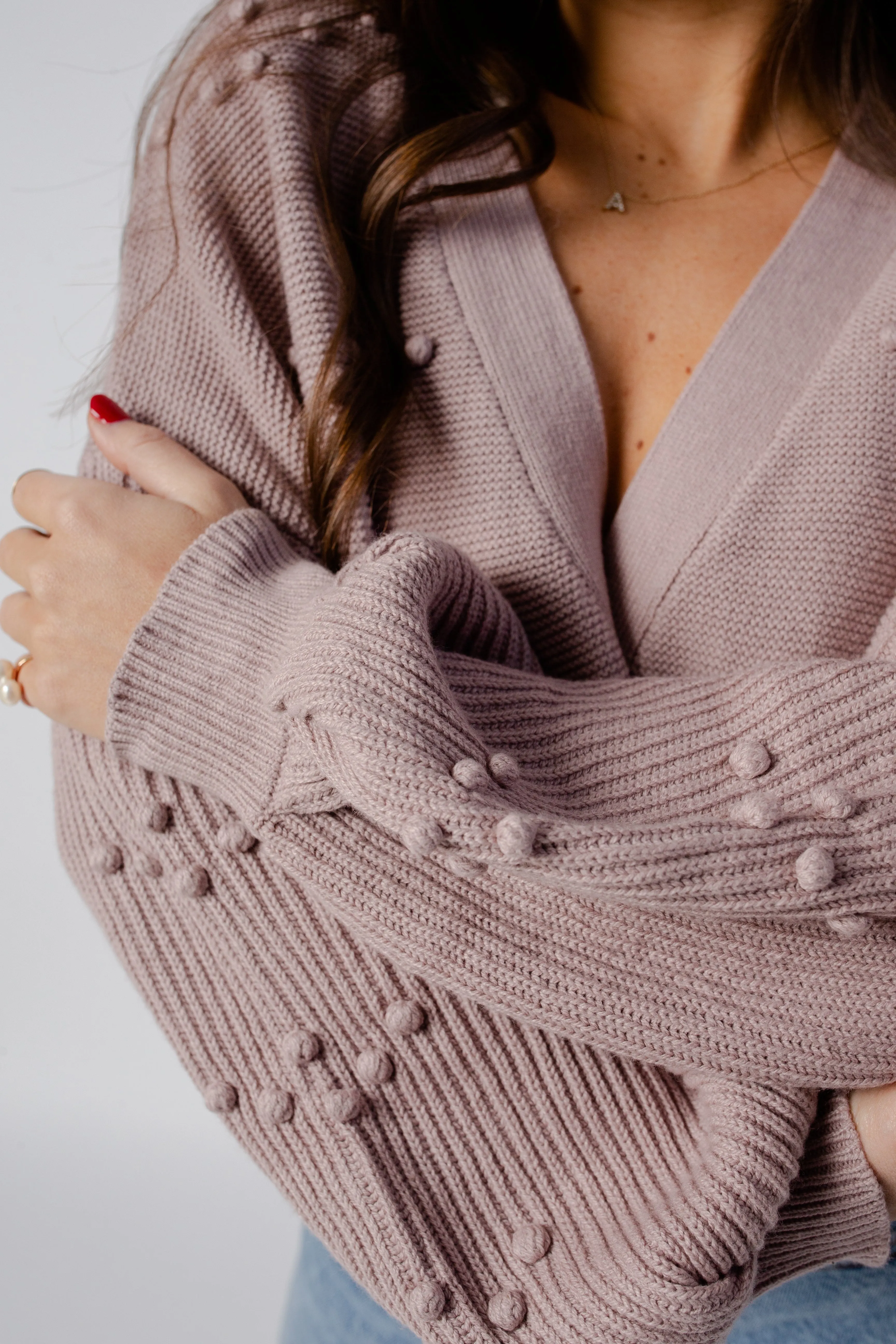 BOWIE BOBBLE KNIT CARDIGAN - BLUSH
