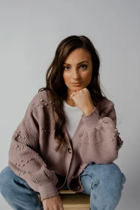 BOWIE BOBBLE KNIT CARDIGAN - BLUSH