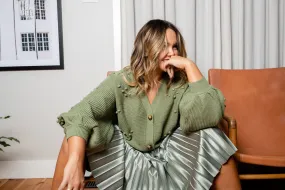 BOWIE BOBBLE KNIT CARDIGAN - SAGE