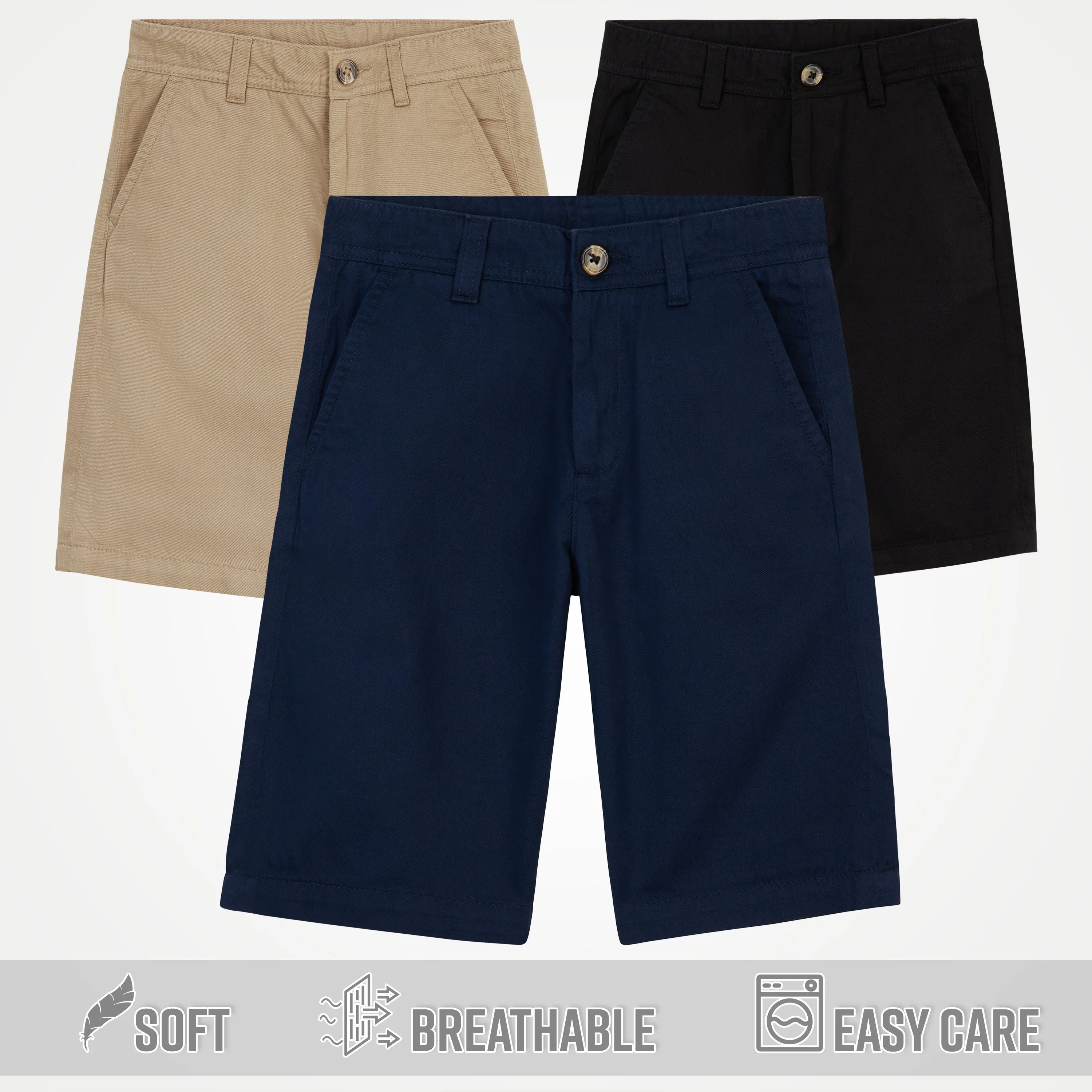 Boys' Chino Shorts,  Knee Length Boys Shorts with Adjustable Waist