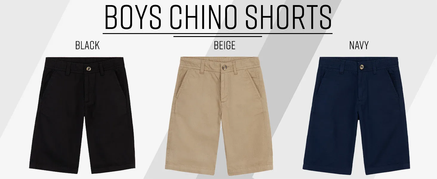 Boys' Chino Shorts,  Knee Length Boys Shorts with Adjustable Waist