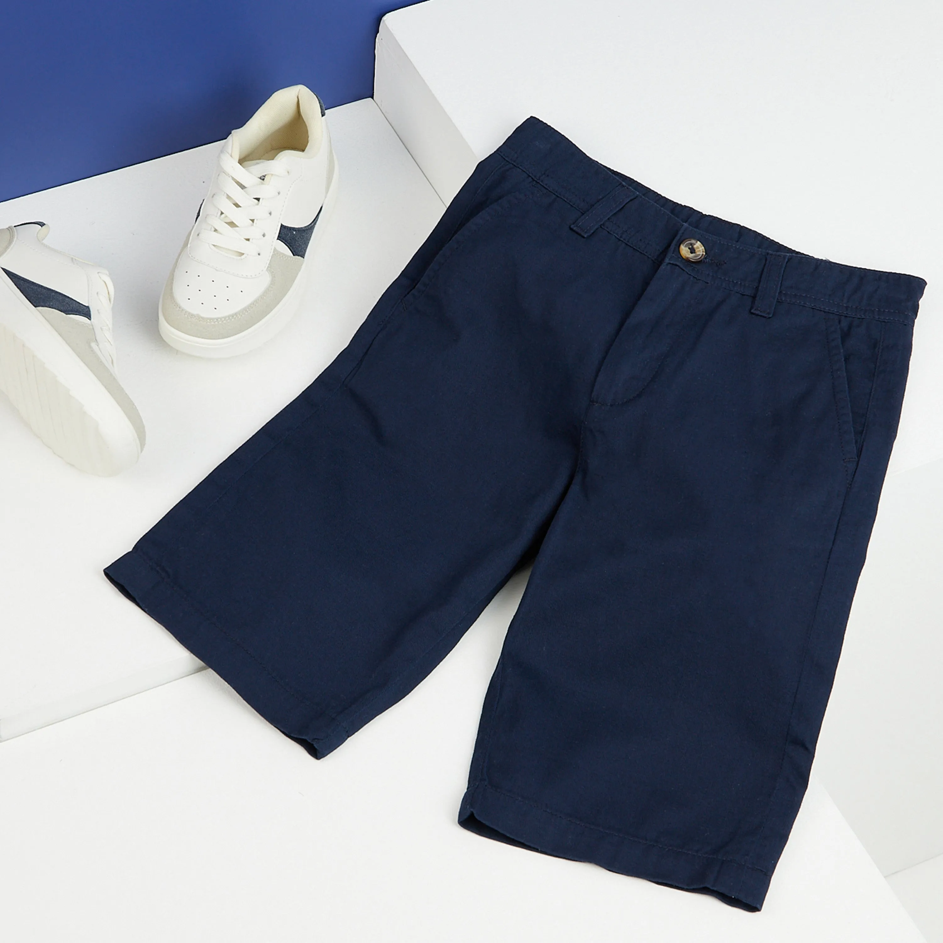 Boys' Chino Shorts,  Knee Length Boys Shorts with Adjustable Waist