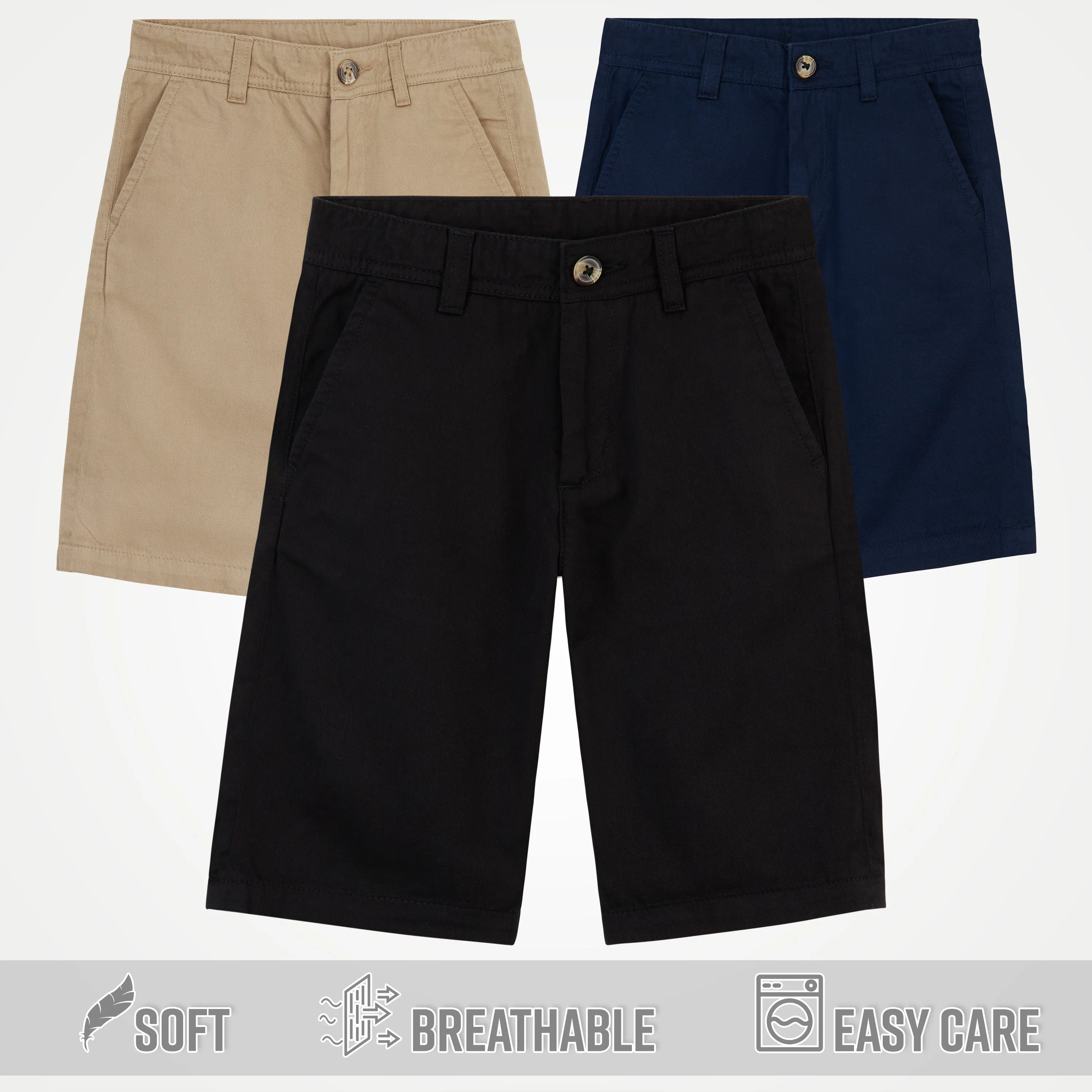Boys' Chino Shorts,  Knee Length Boys Shorts with Adjustable Waist