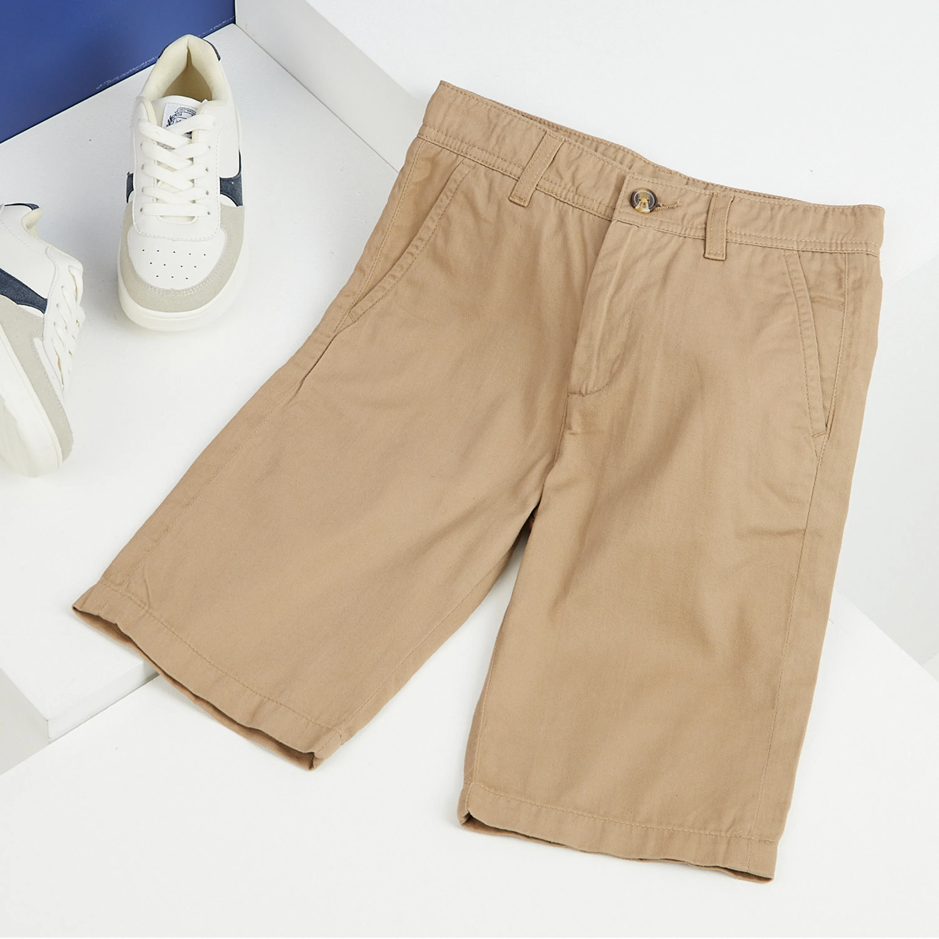 Boys' Chino Shorts,  Knee Length Boys Shorts with Adjustable Waist