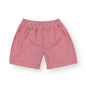 Boys Gingham Shorts | Red