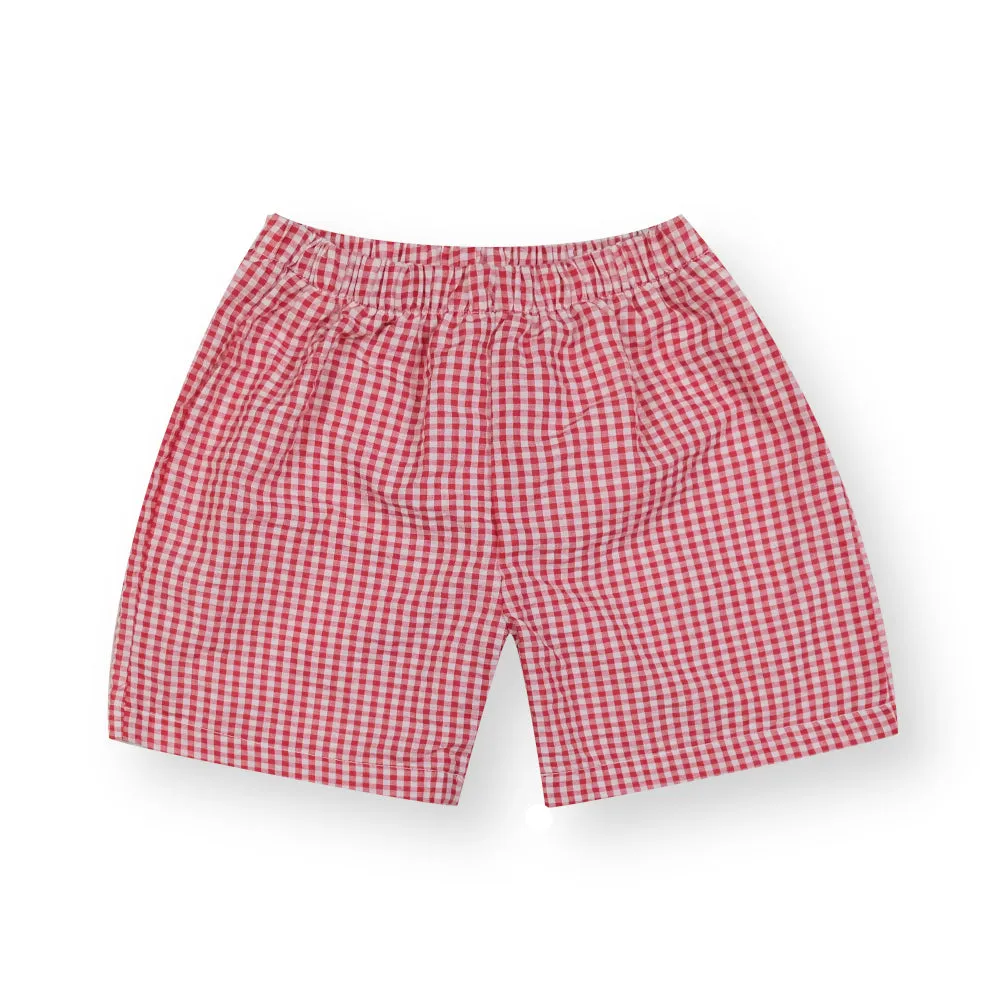 Boys Gingham Shorts | Red
